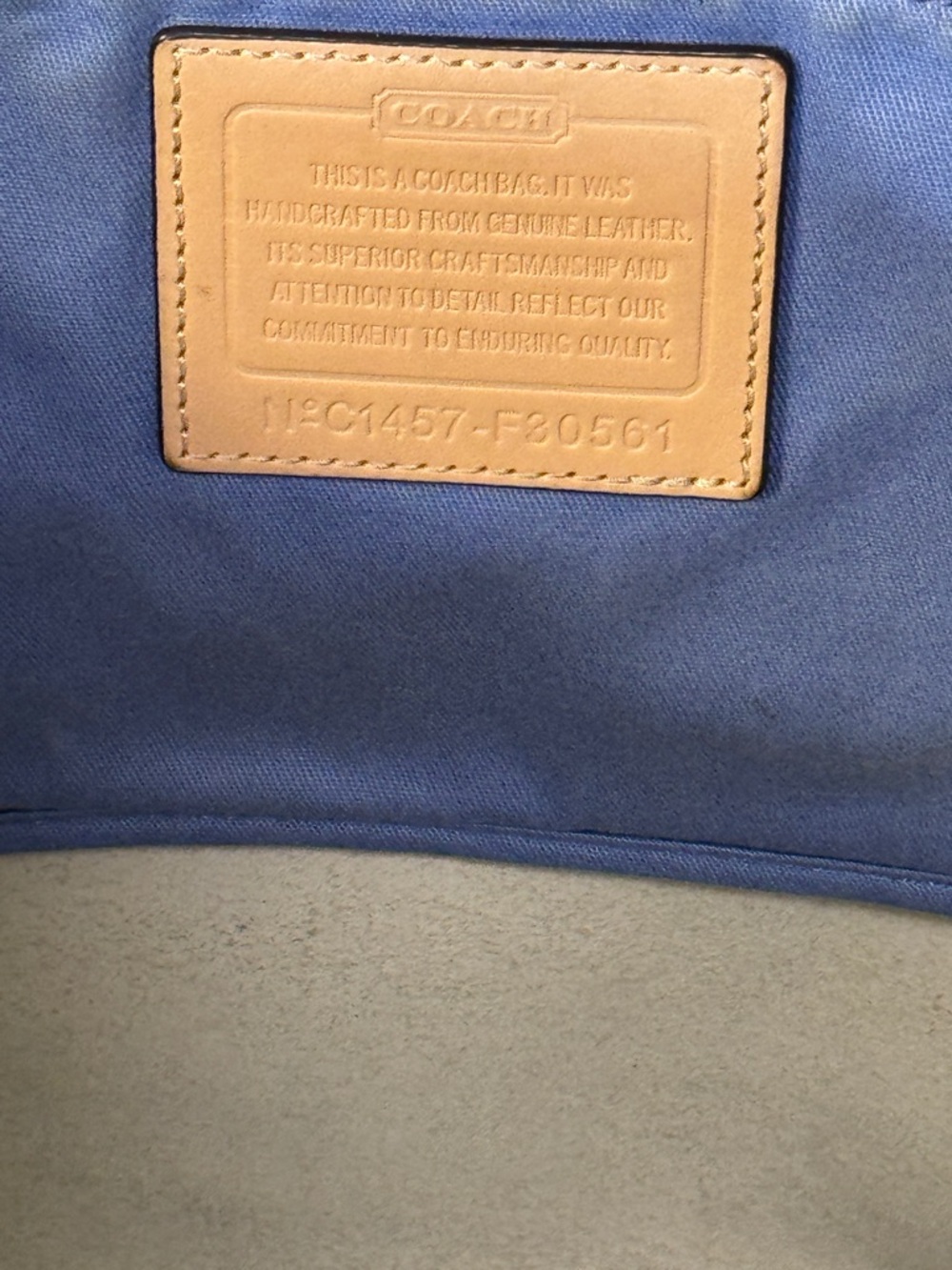 Coach Gradient Tote F30561 Ombre Blue and White Tote Bag with Tan Trim - Picture 3 of 16